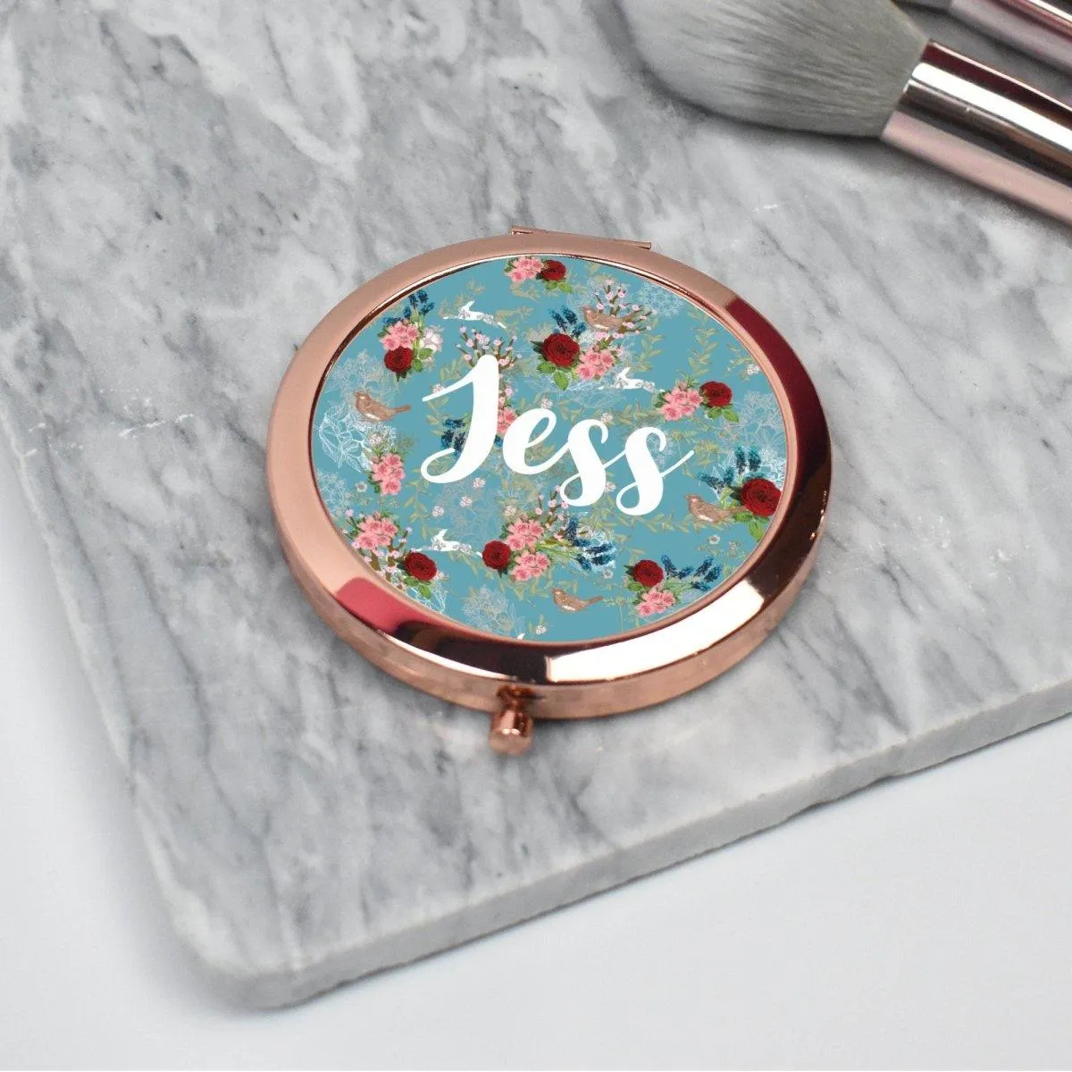 Rose Gold Personalised Pocket Mirror, Compact Mirror, Hen Party Pocket Mirror, Name Pocket Mirror, Boho Handheld mirror, Bridesmaid Gift