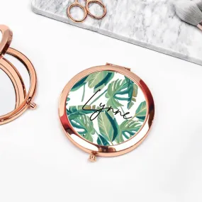 Rose Gold Personalised Pocket Mirror, Tropical Compact Mirror, Hen Party Pocket Mirror, Name Pocket Mirror, Handheld mirror, Bridesmaid Gift