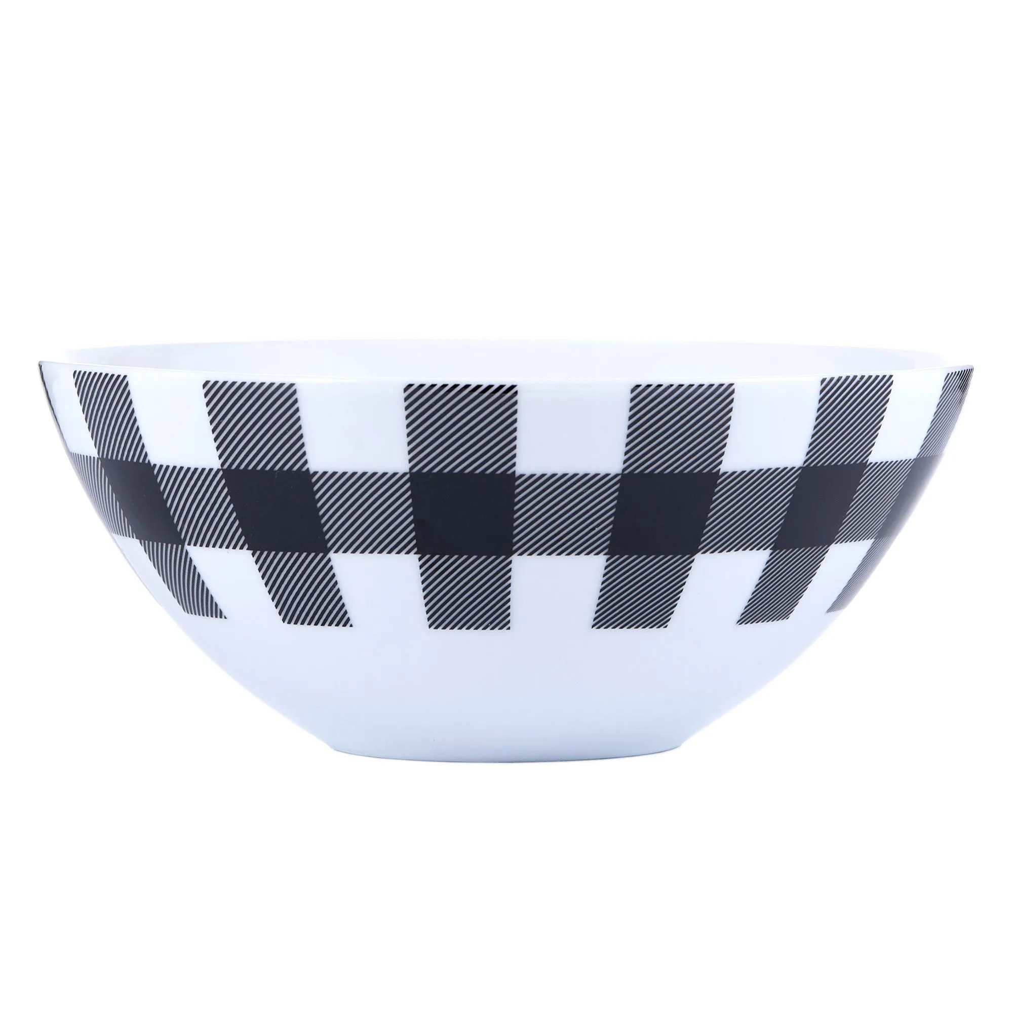 Safdie & Co. Dinnerset 16PC Buffalo Plaid White/Black
