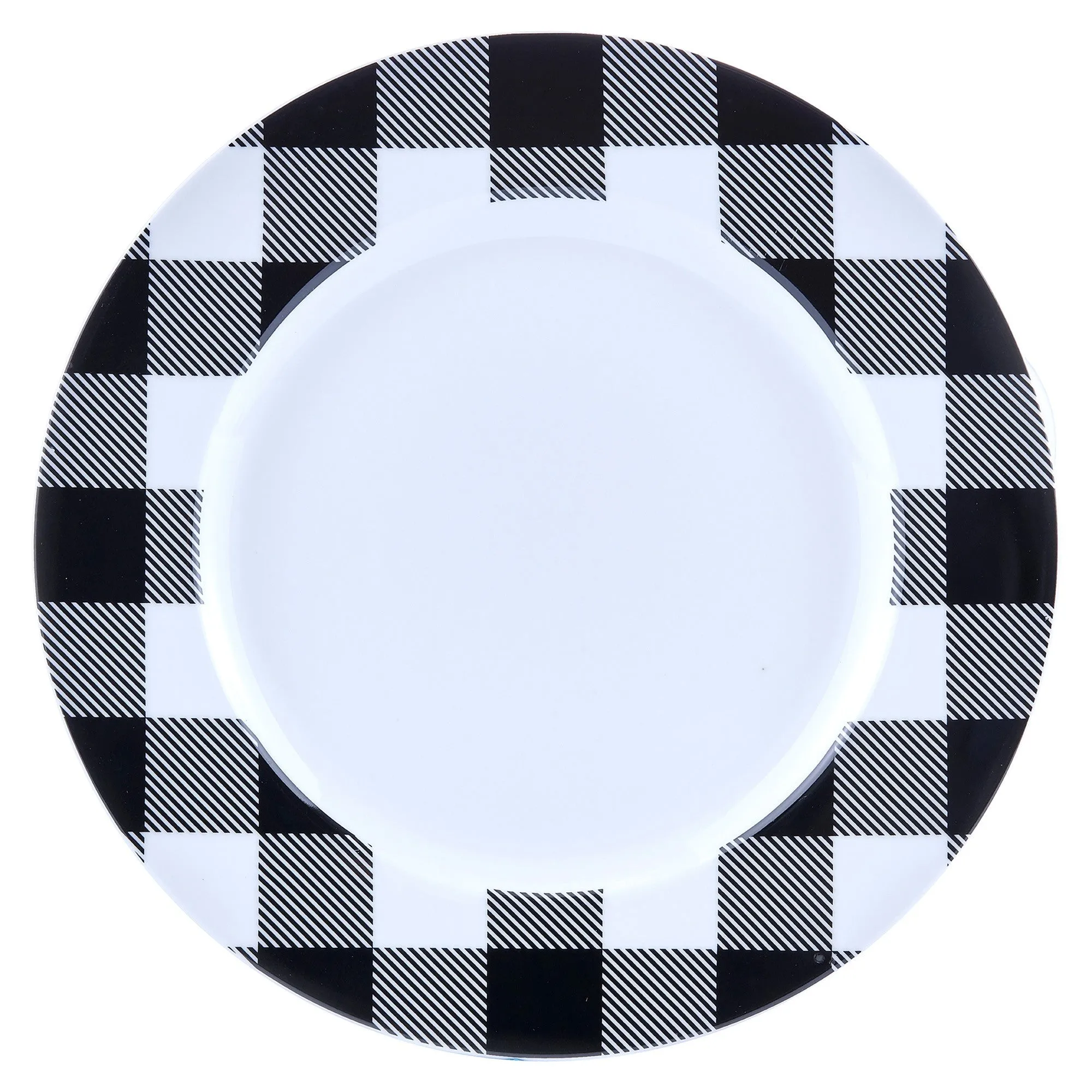 Safdie & Co. Dinnerset 16PC Buffalo Plaid White/Black