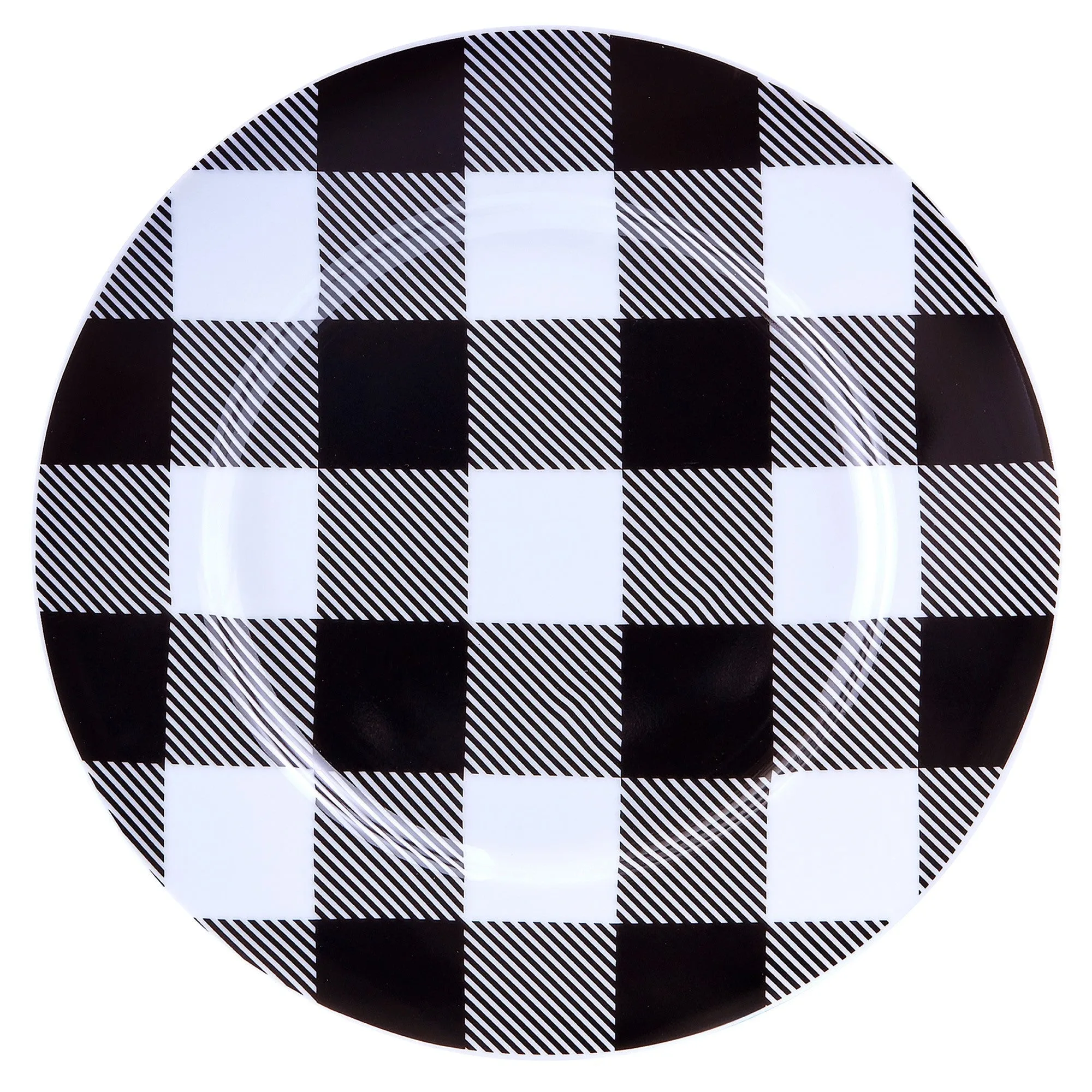 Safdie & Co. Dinnerset 16PC Buffalo Plaid White/Black
