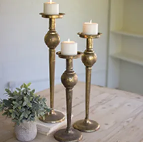 Set Of Three Metal Candle Stands