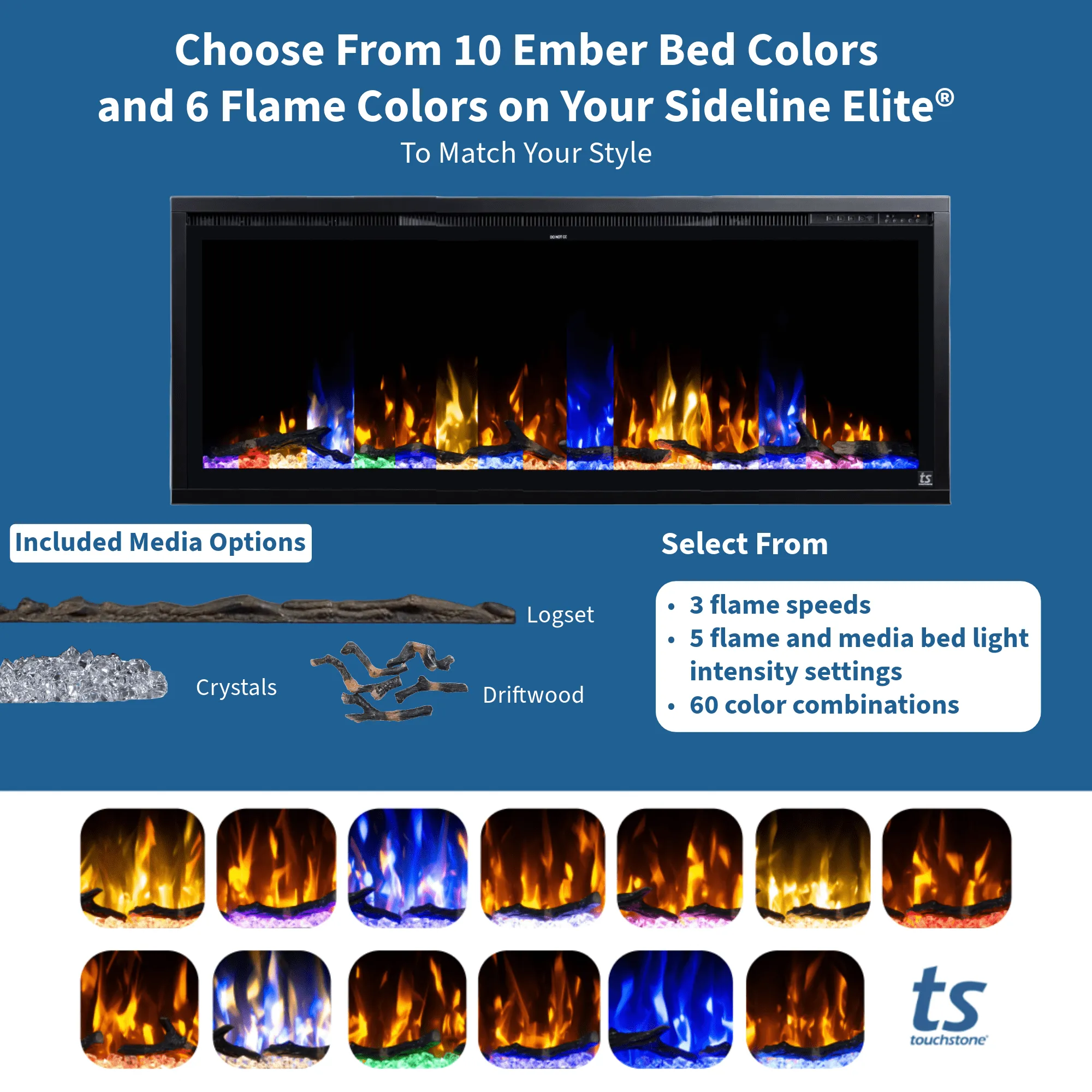 Sideline Elite Forte 40 Inch Smart Electric Fireplace with Encase Surround Mantel