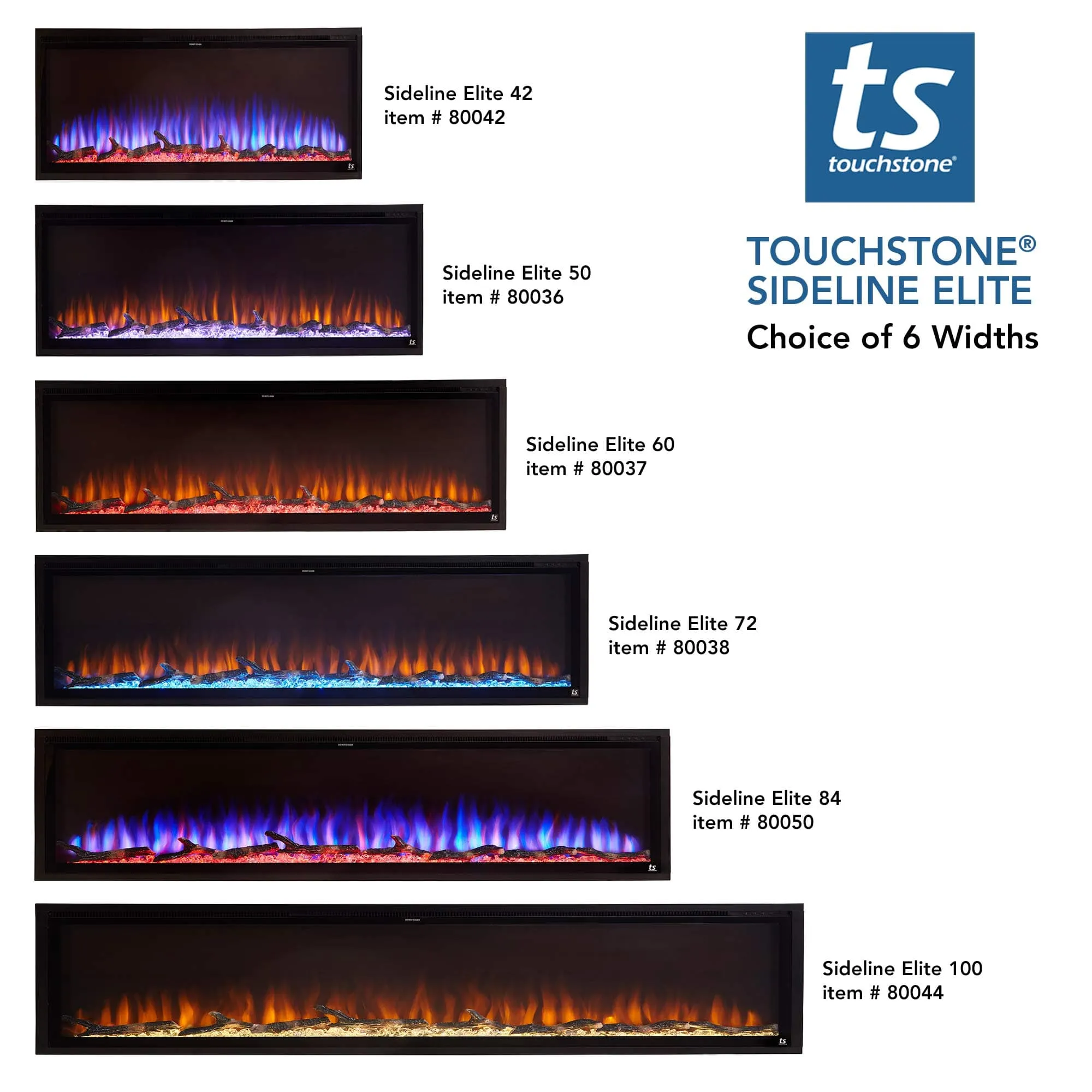Sideline Elite Refurbished Smart 80042 42 Inch WiFi-Enabled Recessed Electric Fireplace (Alexa/Google Compatible)