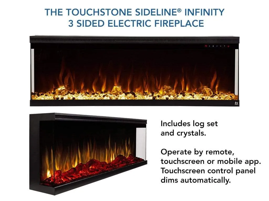 Sideline Infinity 3 Sided 72 Inch WiFi Enabled Smart Recessed Electric Fireplace 80051 (Alexa/Google Compatible) Refurbished