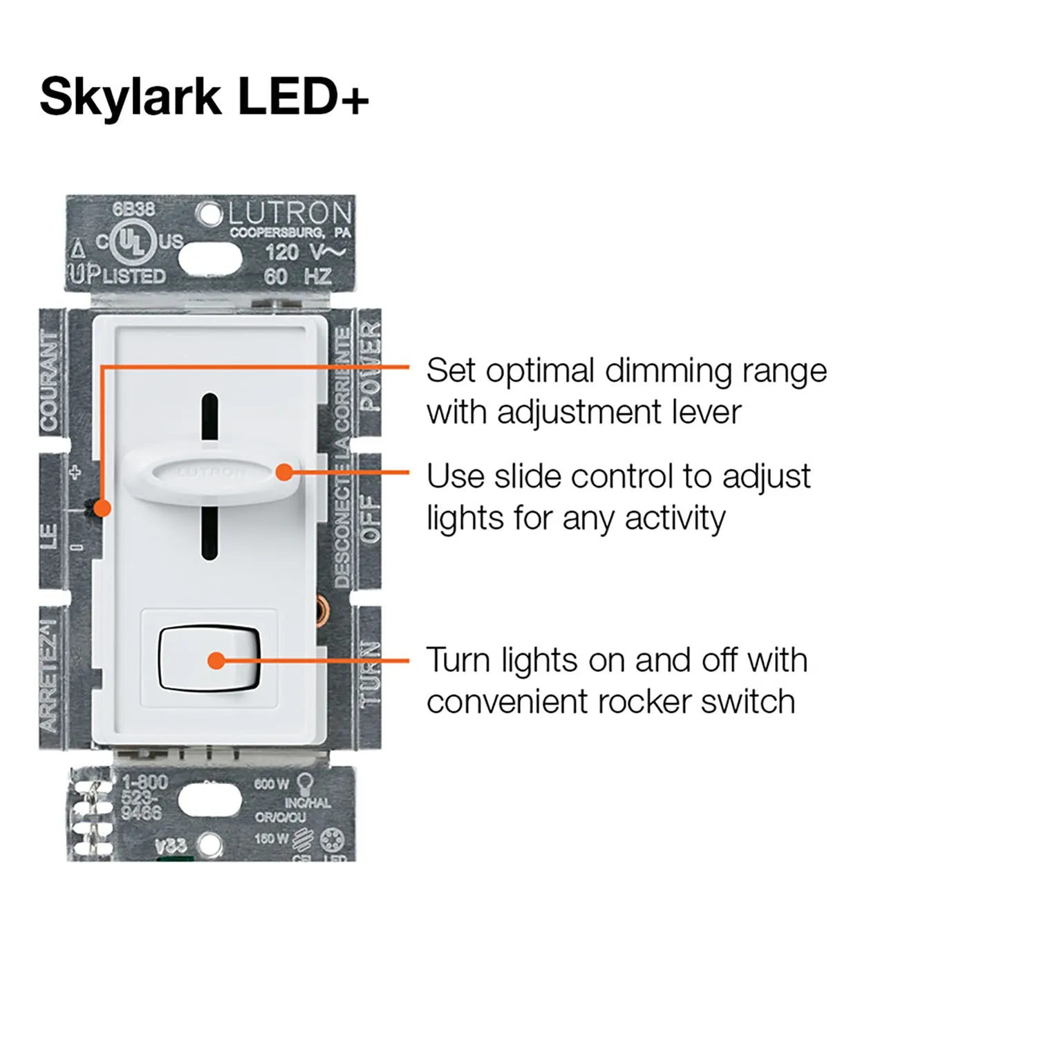 Skylark LED  Dimmer Switch, 150-Watt, Single Pole or 3-Way, Light Almond
