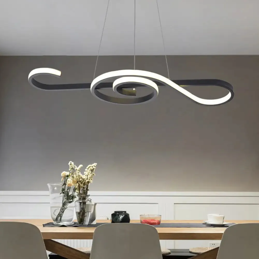 Sleek Music Note Chandelier LED Pendant Light for Restaurants