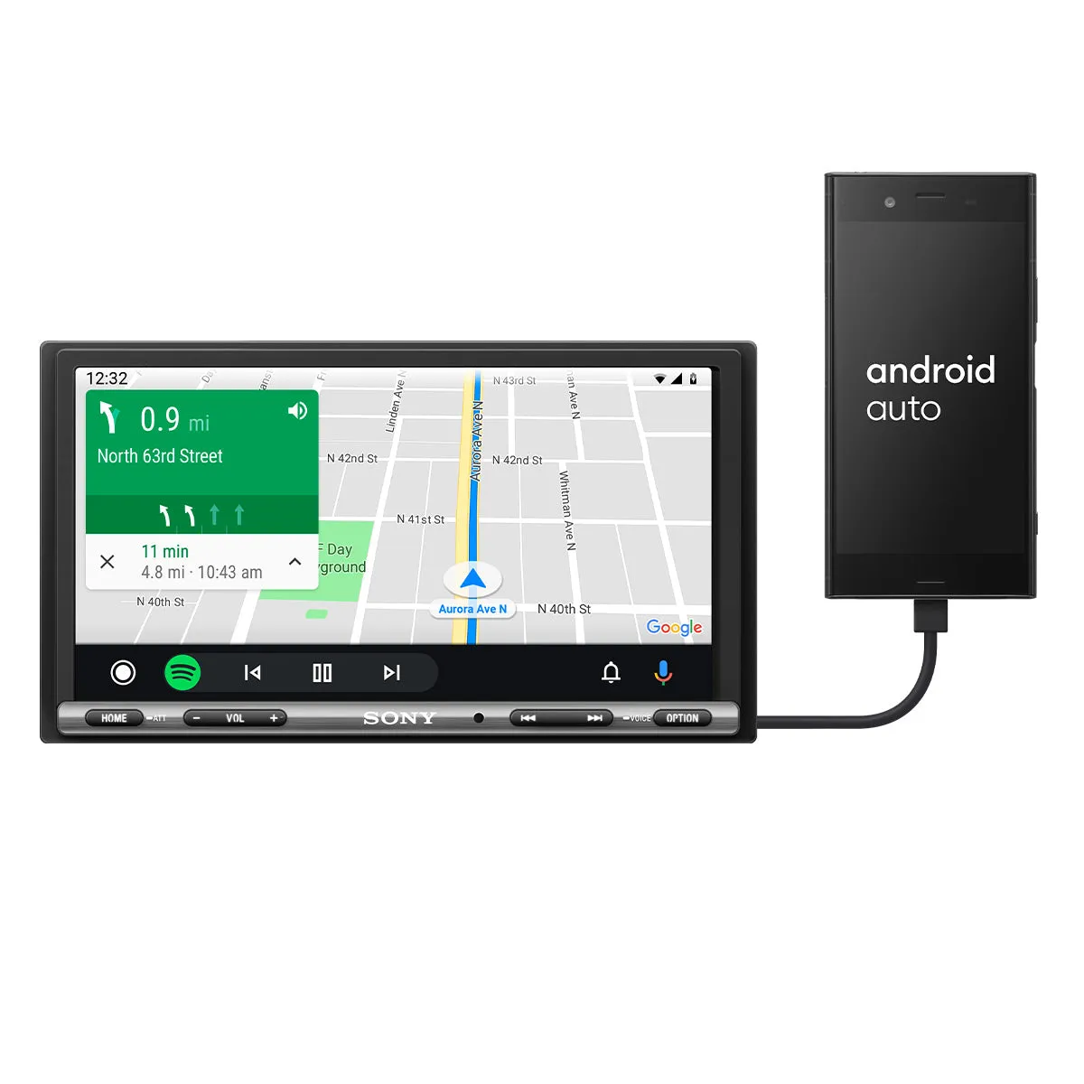 Sony Mobile XAV-AX3200 6.95" Bluetooth Media Receiver with Apple CarPlay and Android Auto