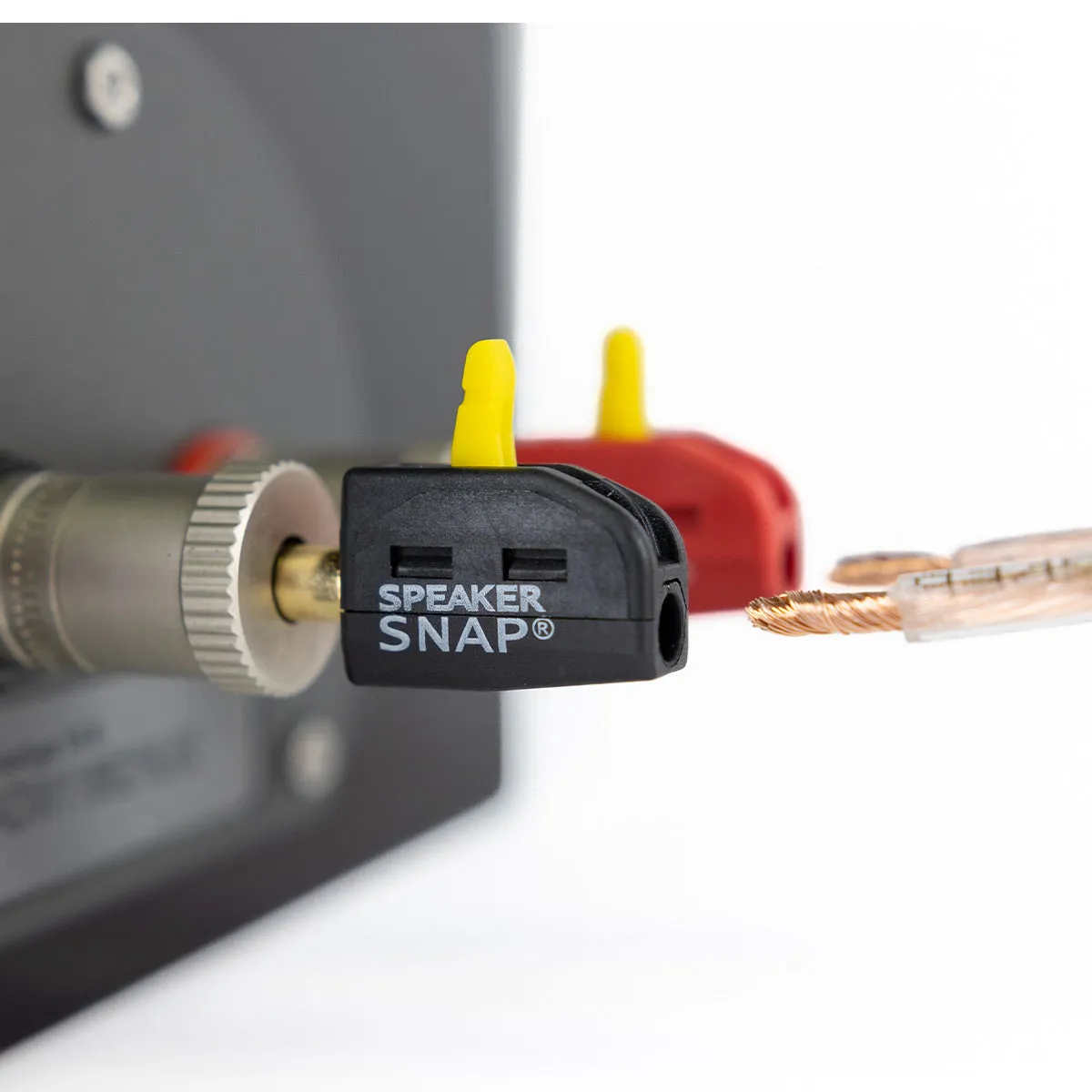 Speaker Snap 100 Count of Fast & Secure Banana Plugs, Gold Plated, 12-24 AWG, for Home Theaters, Speaker Wire, Wall Plates, and Receivers