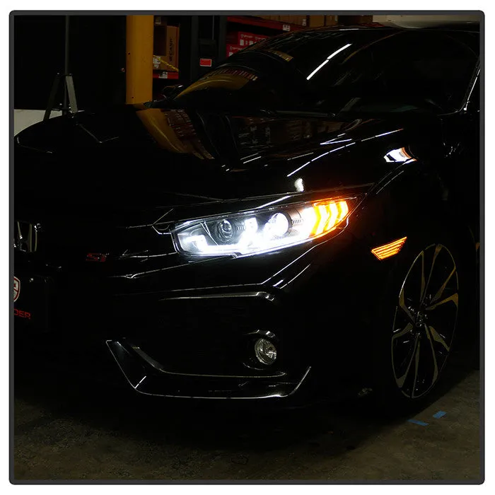 Spyder Honda Civic 16-20 SEQ Signal Projector Headlights Black
