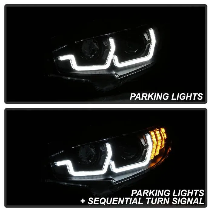Spyder Honda Civic 16-20 SEQ Signal Projector Headlights Black