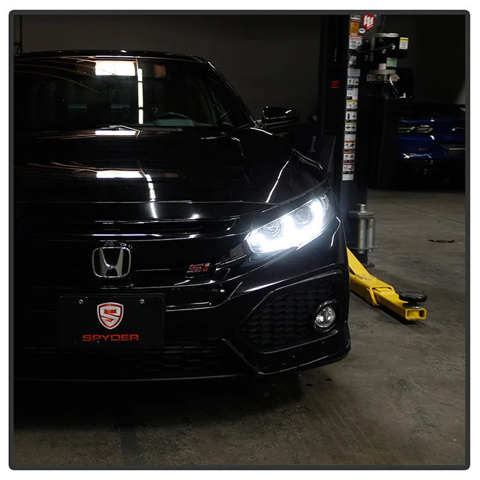 Spyder Honda Civic 16-20 SEQ Signal Projector Headlights Black
