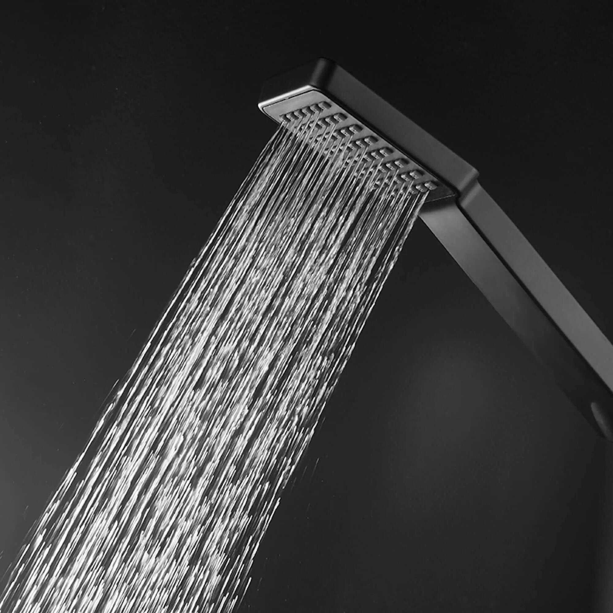 Square Paddle Hand Shower Kit incl. Hose and Wall Bracket with Outlet - Black