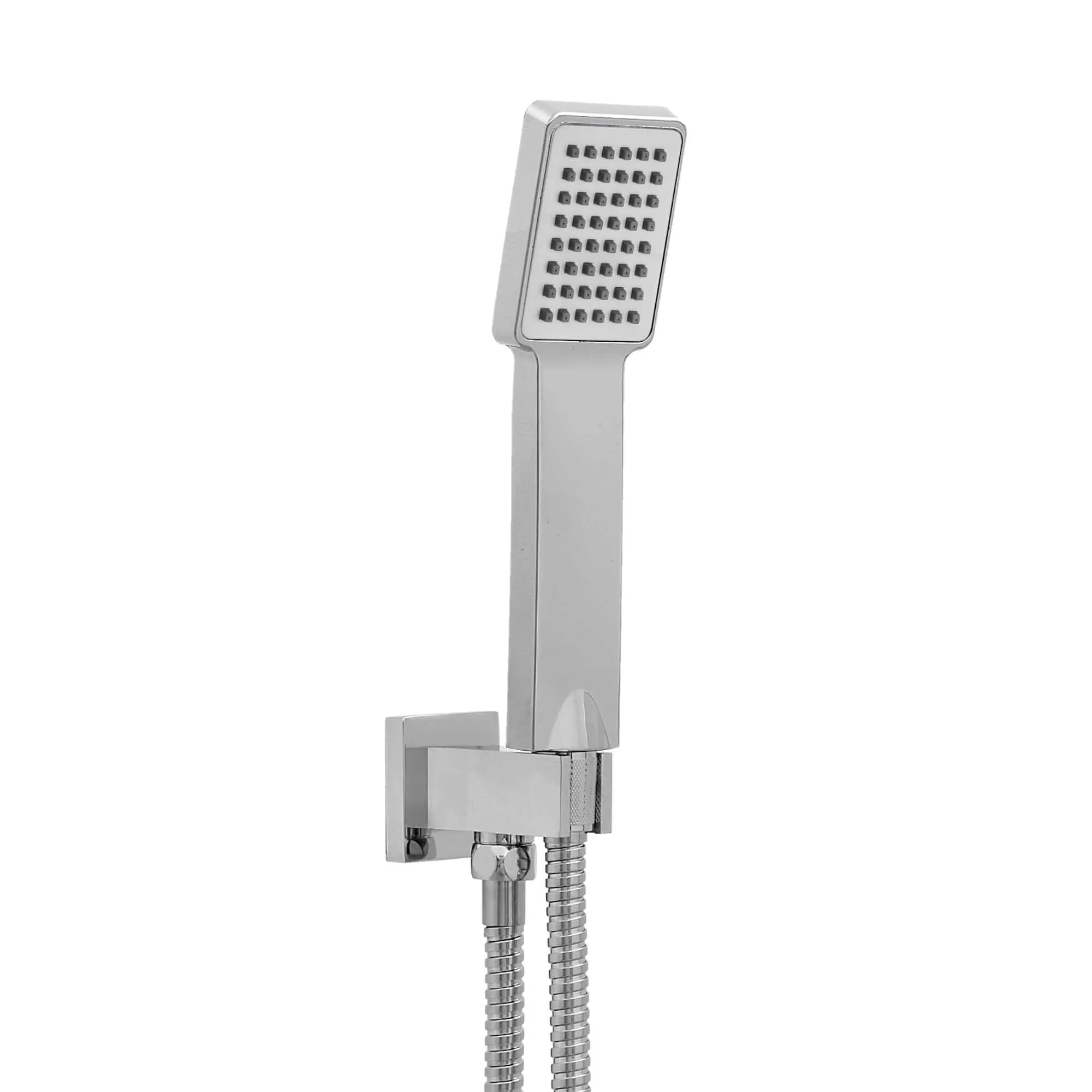 Square Paddle Hand Shower Kit incl. Hose and Wall Bracket with Outlet - Chrome