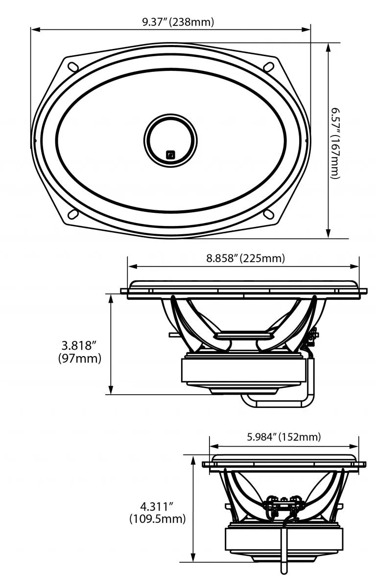 Stroker 6"X9” 2-Way Coax Speakers W/Titanium Dome Tweeter 4Ω - ST69CX