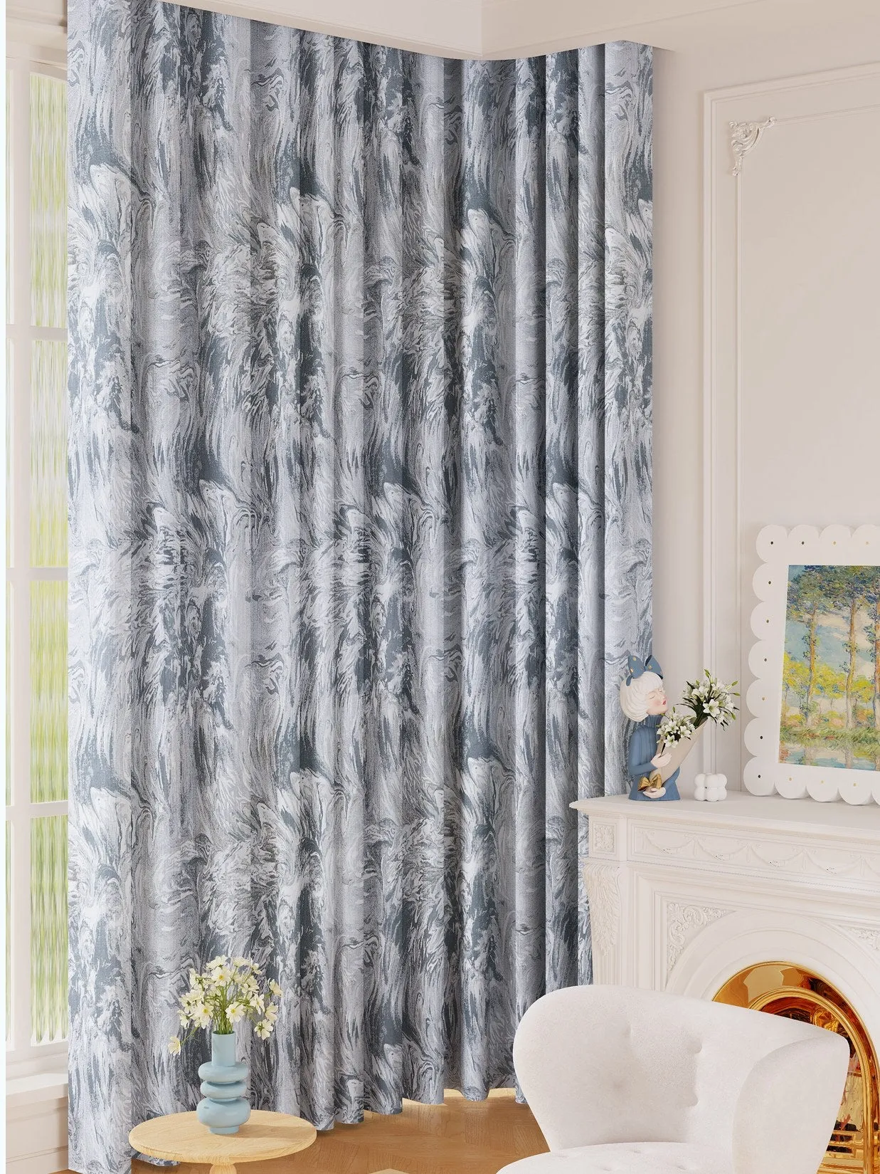 Thea Chenille Embossed Embroidery Blackout Custom Curtain