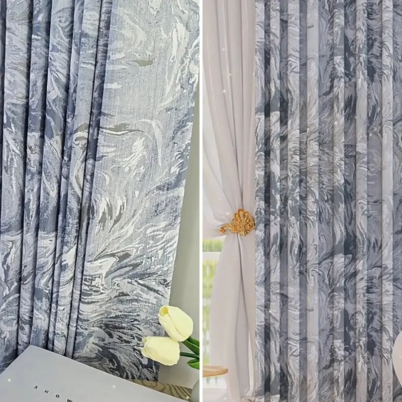 Thea Chenille Embossed Embroidery Blackout Custom Curtain