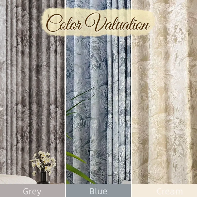 Thea Chenille Embossed Embroidery Blackout Custom Curtain