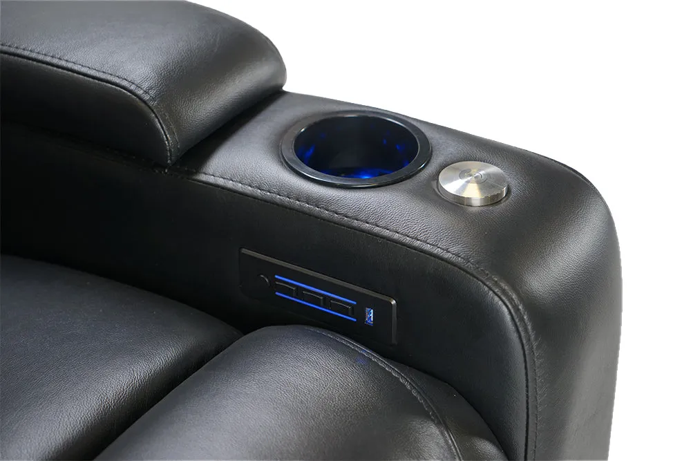 Valencia Oslo Modern XL Home Theater Seating Row of 2, Midnight Black