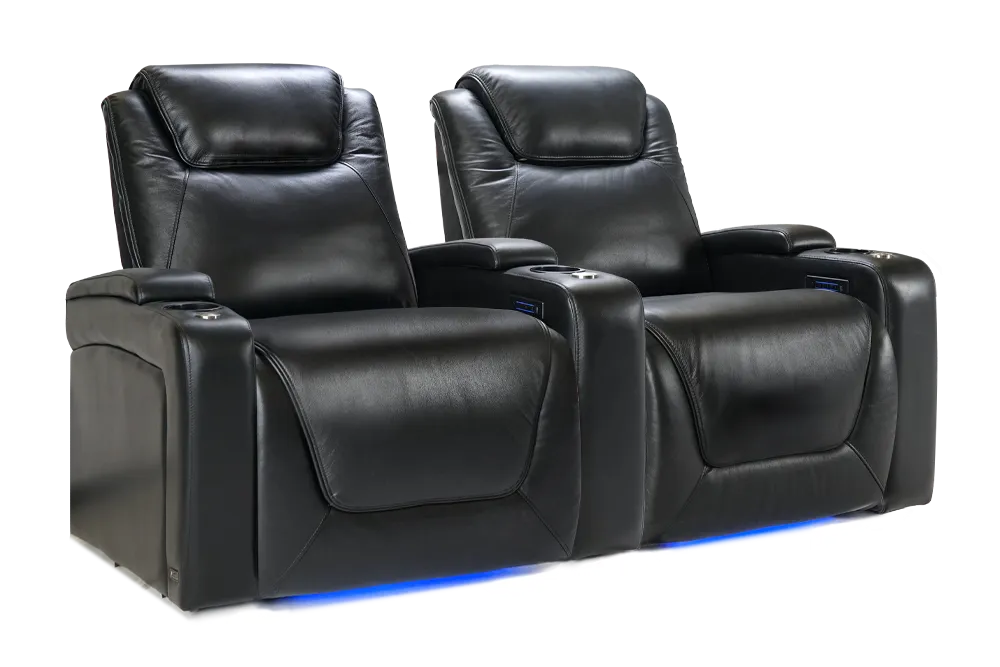 Valencia Oslo Modern XL Home Theater Seating Row of 2, Midnight Black