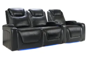 Valencia Oslo Modern XL Home Theater Seating Row of 3 Loveseat Left, Midnight Black
