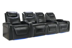 Valencia Oslo Modern XL Home Theater Seating Row of 4 Loveseat Center, Midnight Black