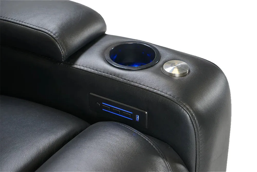 Valencia Oslo Modern XL Home Theater Seating Row of 6, Midnight Black