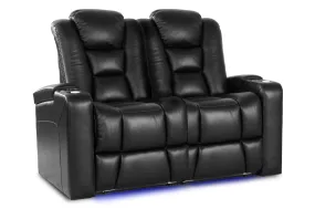 Valencia Venice Leather Home Theater Seating Row of 2 Loveseat, Black