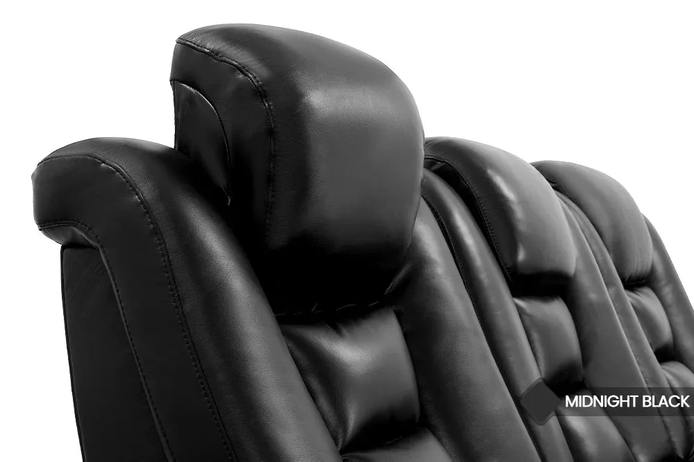 Valencia Venice Leather Home Theater Seating Row of 3 Loveseat Left, Black