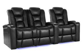 Valencia Venice Leather Home Theater Seating Row of 3 Loveseat Left, Black