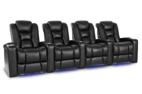 Valencia Venice Leather Home Theater Seating Row of 4, Black