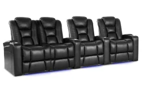 Valencia Venice Leather Home Theater Seating Row of 4 Loveseat Left, Black