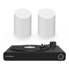 Victrola Stream Onyx Works with Sonos Wireless Turntable with Pair of Sonos Era 100 Wireless Smart Speaker (White)