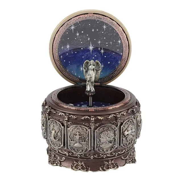 Vintage Music Box with 12 Constellations Rotating Goddess