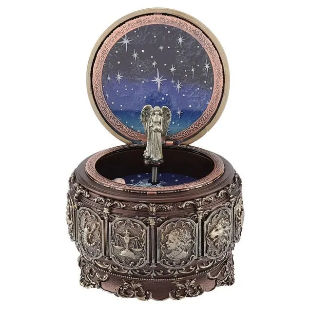 Vintage Music Box with 12 Constellations Rotating Goddess