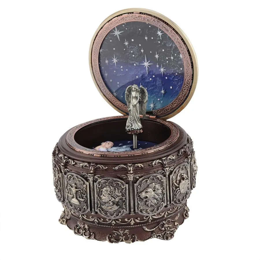 Vintage Music Box with 12 Constellations Rotating Goddess
