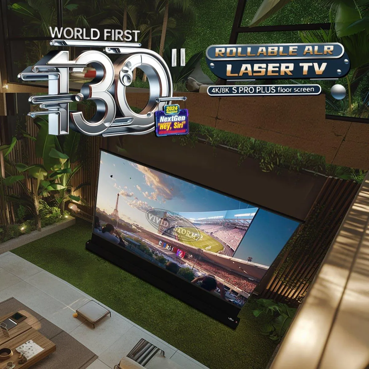 VIVIDSTORM 130" S PRO Plus Motorized Tension Floor Rising UST ALR Projector Screen