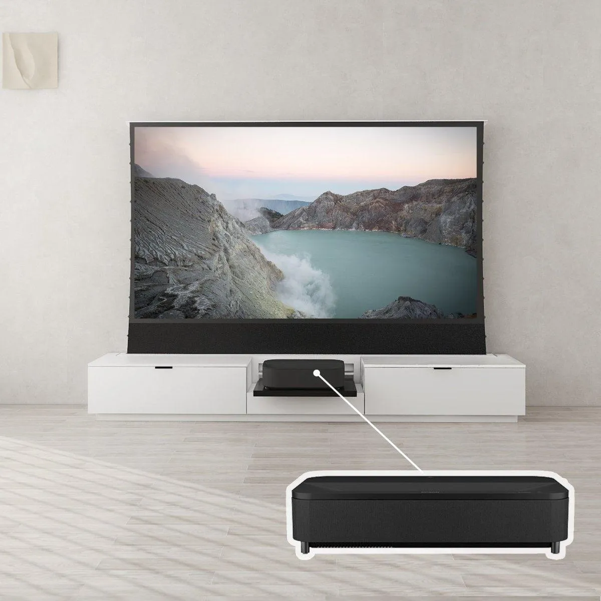 VIVIDSTORM Bundle-Projector&Screen&Motorised Laser TV Cabinet Berlin - Epson Edition
