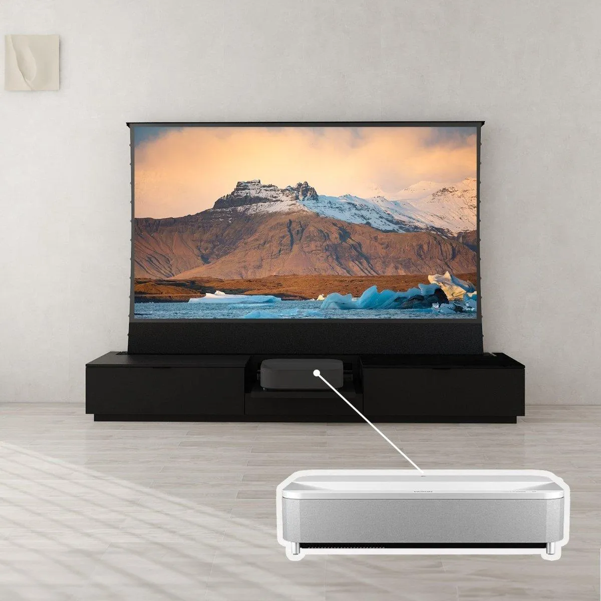 VIVIDSTORM Bundle-Projector&Screen&Motorised Laser TV Cabinet Berlin - Epson Edition