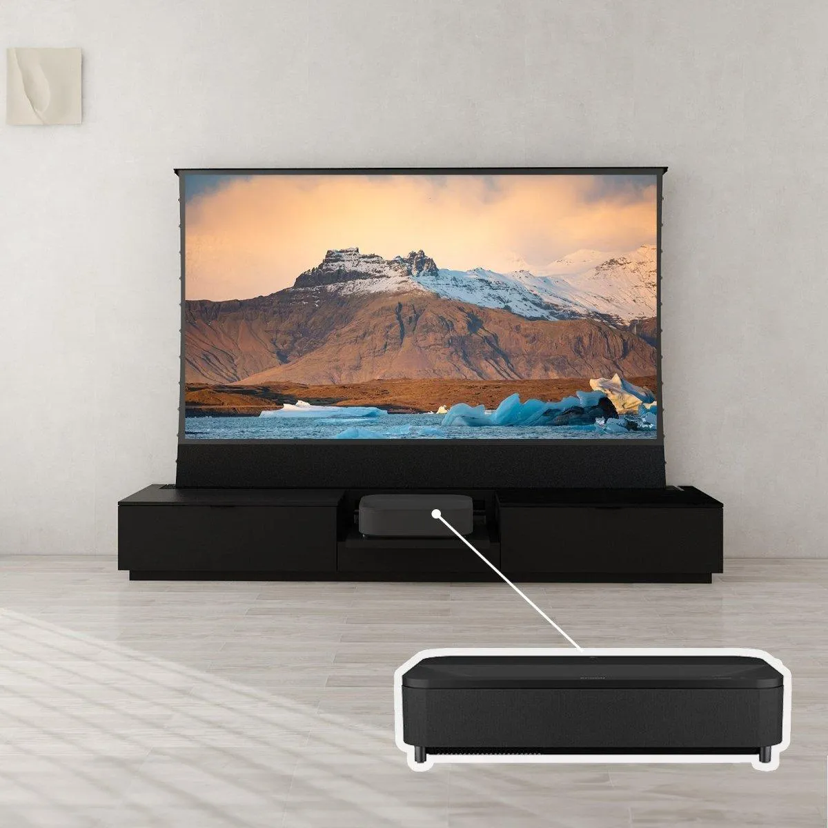 VIVIDSTORM Bundle-Projector&Screen&Motorised Laser TV Cabinet Berlin - Epson Edition