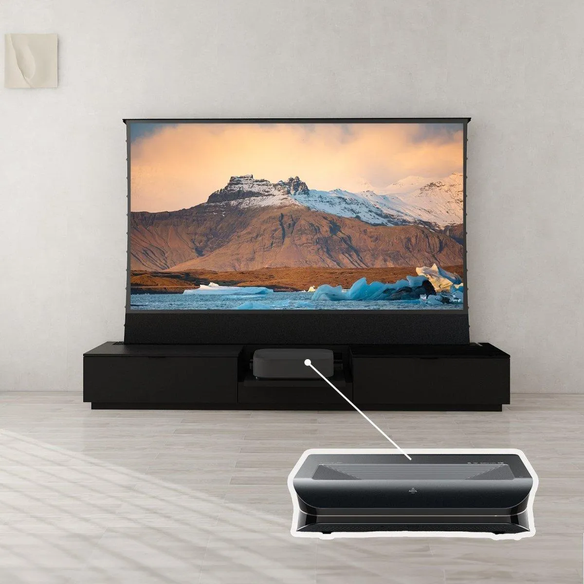 VIVIDSTORM Bundle-Projector&Screen&Motorised Laser TV Cabinet  Berlin -Leica Cine 1 Edition