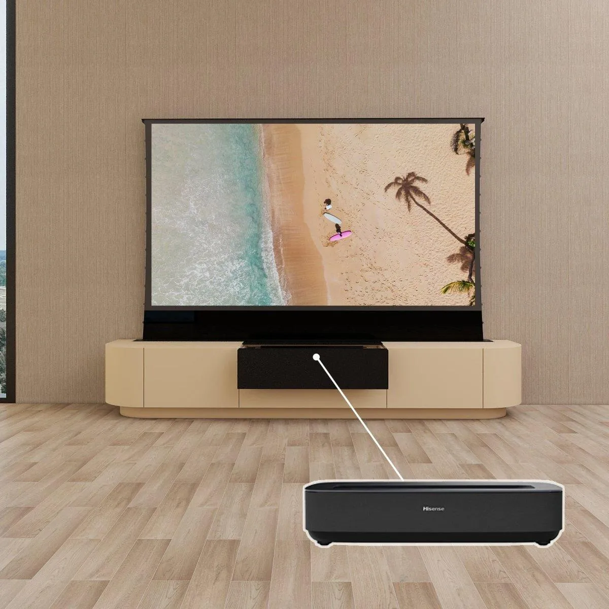VIVIDSTORM Bundle-Projector&Screen&Motorised Laser TV Cabinet Florence