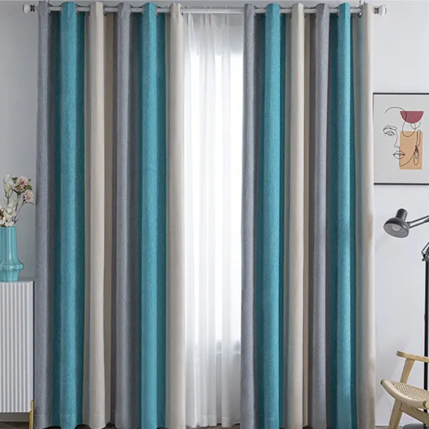 Vivienne Custom Chenille Room Darkening Color-Block Drapes