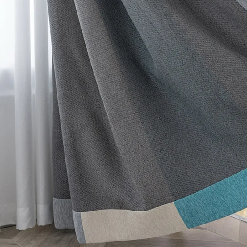 Vivienne Custom Chenille Room Darkening Color-Block Drapes