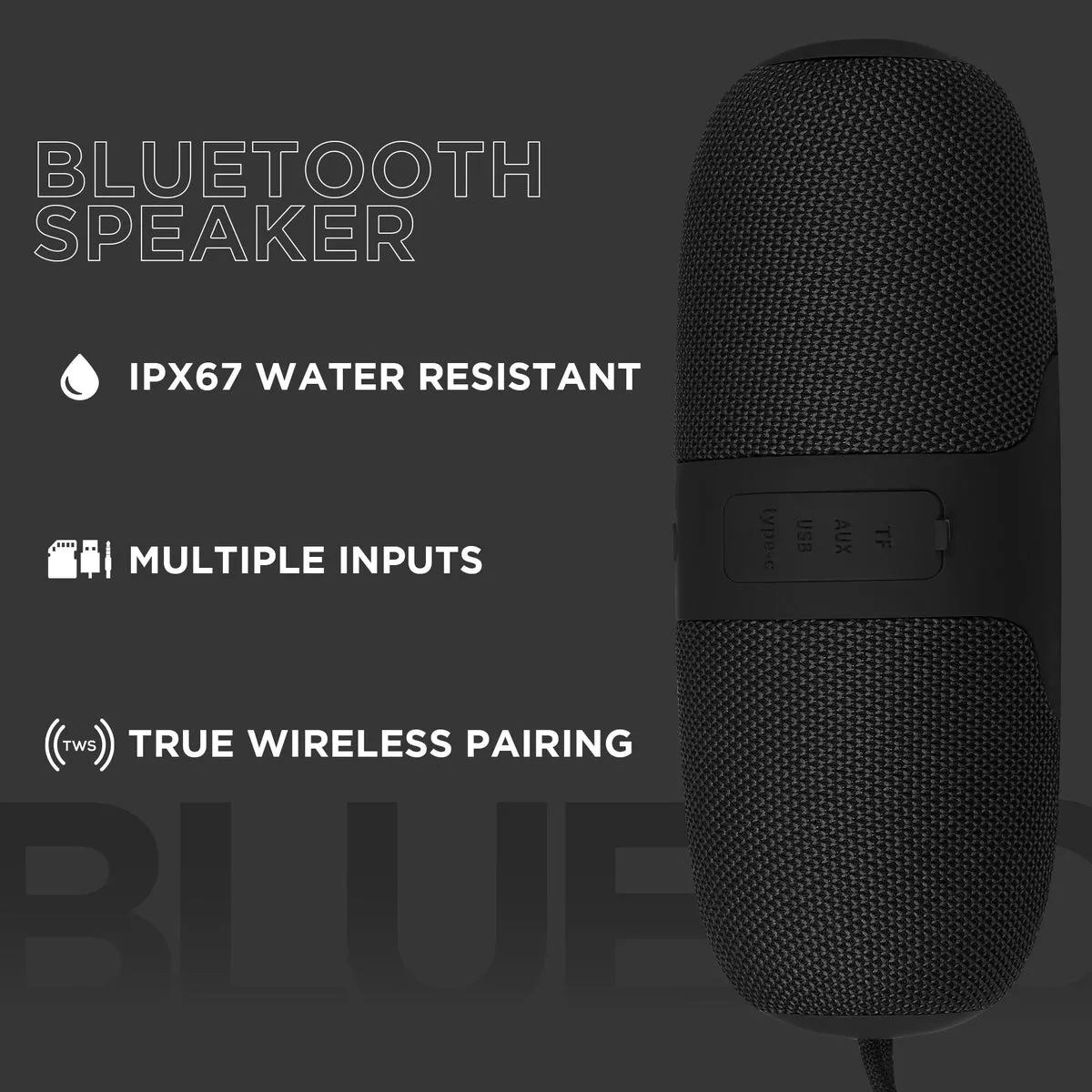 Volkano Flow Series Portable Bluetooth Speaker - Black