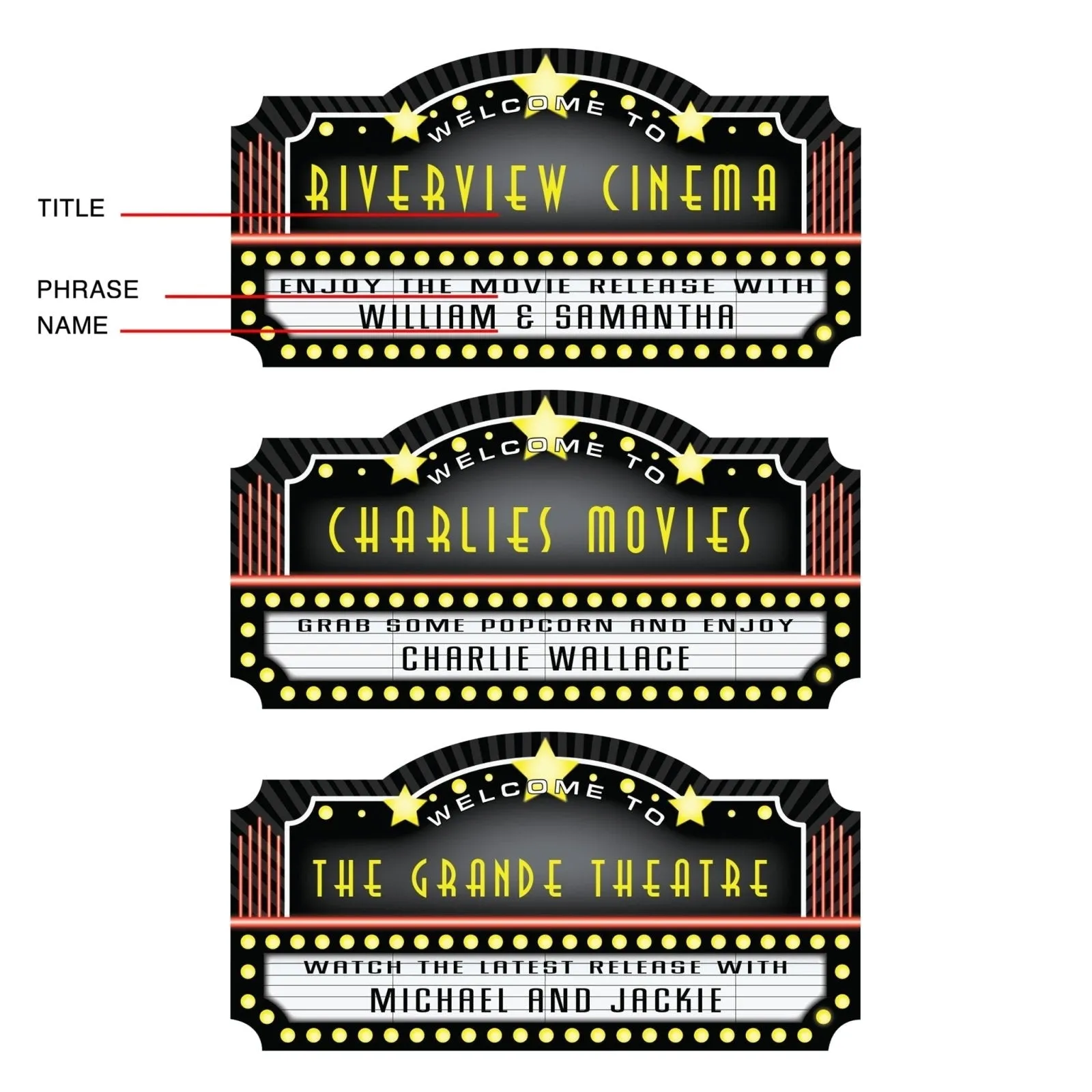 Welcome to the Movies Personalized Sign