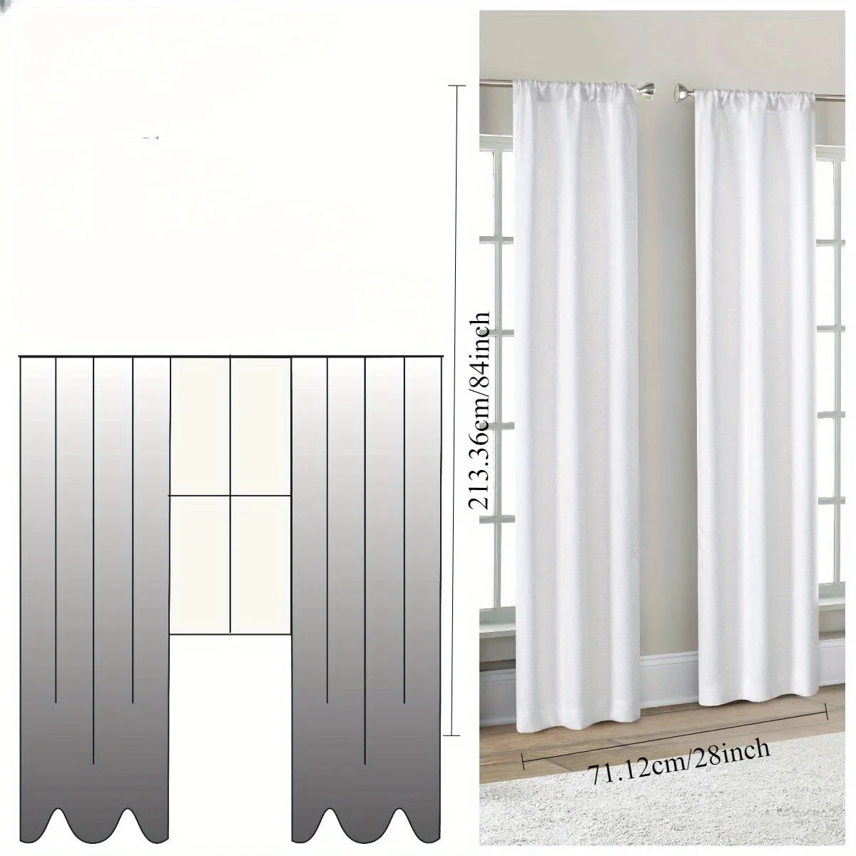 White Blackout Window Curtain Set of 4