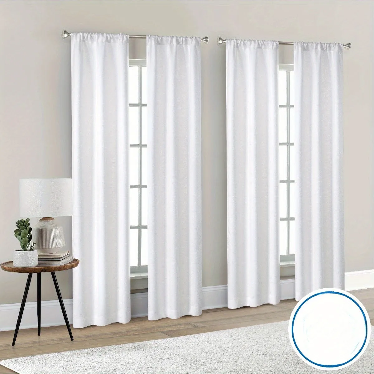 White Blackout Window Curtain Set of 4